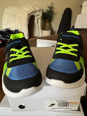Dream Pairs Kids Black, Royal Blue & Neon Green Athletic Sneakers